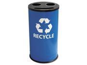 Round Three Compartment Recycling Container Steel 14 gal Blue Black