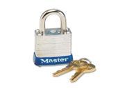 Four Pin Tumbler Laminated Steel Lock 2 Wide Silver Blue Two Keys