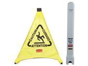 Multilingual Caution Pop Up Safety Cone 3 Sided Fabric 21 x 21 x