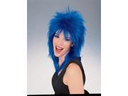 Mens Womens Blue Punk 80s Rock Super Star Costume Wig