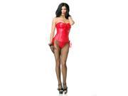 Womens Medium 8 10 Red Leather Sexy Costume Corset And Thong