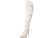 Women s Highest Heel 4 Thigh High Scrunch Boot White Soft PU Size 6 Shoes