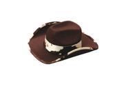 Brown Costume Cowboy Or Girl Hat White Cow Skin Trim
