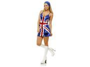 Adults Womens Red Blue 60s Twiggy British Flag Sequin Dress Costume Large 11 13