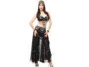 Women s Large 11 13 Black And Silver Arabian Jeweled Beaded Belle Dancer Costume