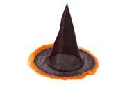 Orange Feather Trim Black Halloween Costume Witch s Hat