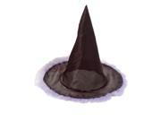 Purple Feather Trim Black Halloween Costume Witch s Hat