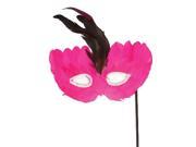 Pink Black Child Adult Hand Held Costume Feather Mask
