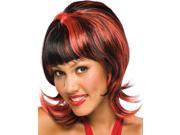 Adult Oo La La Black Costume Wig With Red Highlights