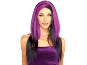 Womens Sexy Witch Costume Black and Purple Stripe Wig