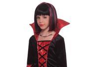 Child s Black Vampire Princess Costume Wig With Red Steaks