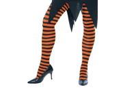 Womens Sexy Black and Orange Striped Witch Costume Tights