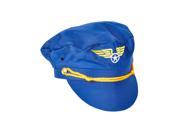 Adult Blue Cloth Pilot Captain Costume Accessory Aviator Hat with Wings Badge