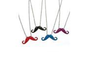 Red Silver Hipster Trendy Costume Moustache Shiny Sparkle Necklace