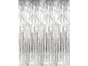 3 x 8 Silver Tinsel Foil Fringe Door Window Curtain Party Decoration