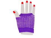 Sexy Neon Purple Fishnet Fingerless 80s Rock Costume Half Gloves