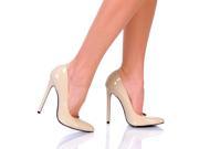 Women s Highest Heel 5.25 Heel Pump Beige Patent Size 11 Shoes
