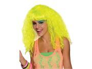 Adult Womens Rock N Rave Neon Yellow Party Long Curly Wig