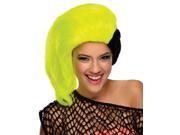 Adults Womens 80s Neon Yellow Black Side Part Sweep Punk Rave Costume Wig