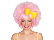Womens 80s Pastel Pink Harajuku Anime Costume Cutie Doll Wig With Yellow Bow