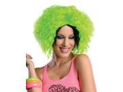 Sexy Adult Womens 80s Neon Chic Green Black Rave Dance Costume Wavy Wig