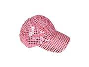 Adults Pink Pastel Funky Retro 70s Disco Sequin Baseball Cap