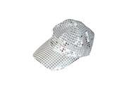 Adults Silver Funky Retro 70s Disco Sequin Baseball Cap