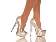 Women s Highest Heel 6 Silver Heel Pump With 2 Covered Platform 9 Shoes