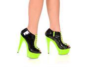 Women s Highest Heel 6 Green Open Toe Bootie With Neon UV Reactive Center Straps 9 Shoes