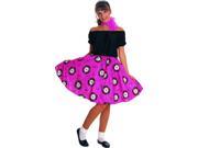 Womens Standard 50 s Girl Pink Records Dress And Scarf Costume