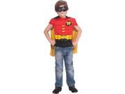 Childs Teen Titans Robin Muscle Chest T Shirt Mask Cape Costume Boys Medium 8 10