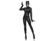 Women s XL 14 16 Sexy Wet Look Black Catsuit Bodysuit With Hood Adults Costume