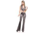 Womens Sexy Silver 70 s Go Go Girl Disco Belly Mod Jumpsuit Costume XL 14 16