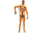 Adult Men s Orange Black Halloween Skeleton Bodysuit Costume XL 46 48