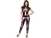 Women s Large 11 13 Black and Pink Skeleton Leggings and T Shirt Costume Set