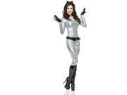 Womens Medium 8 10 Silver Metallic Leopard Print Jumper Bodysuit Adult Costume