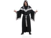 Mens Evil Sorcerer Black Silver Robe With Oversized Hood Size Large 42 44