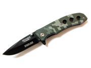 7 Defender Xtreme Black Blade Green Camo Handle Design Spring Assisted Knife with Belt Clip