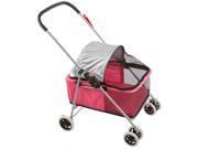 Small Pink Basket Style Folding Pet Carrier Stroller