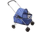 Large Blue Basket Style Folding Pet Carrier Stroller