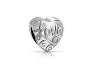 Bling Jewelry Sterling Silver Heart Love Message Bead Fits Pandora Charms