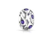 Bling Jewelry .925 Sterling Silver Simulated Amethyst CZ February Birthstone Bead Fits Pandora