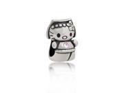 Bling Jewelry Sterling Silver Pink CZ Cool Kitty Cat Animal Bead Fits Pandora