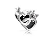 Bling Jewelry Sterling Silver Crown Hearts Bead Fits Pandora Charms