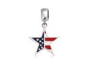 Bling Jewelry Patriotic 925 Silver American Flag Star Dangle Charm Fits Pandora