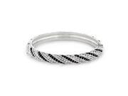Bling Jewelry CZ Pave Black White Bangle Bracelet 7.5in Rhodium Plated