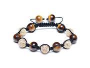 Bling Jewelry Shamballa Inspired Bracelet Simulated Tiger Eye Beads Alloy