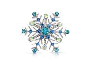 Bling Jewelry Simulated Sapphire Crystal Snowflake Pin Rhodium Plated