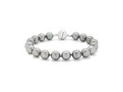Bling Jewelry 10mm Grey Simulated Pearl Wedding Bracelet Rhodium Plated