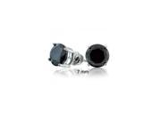 Bling Jewelry Round Black CZ Screw Back Posts Stud Earrings 925 Silver